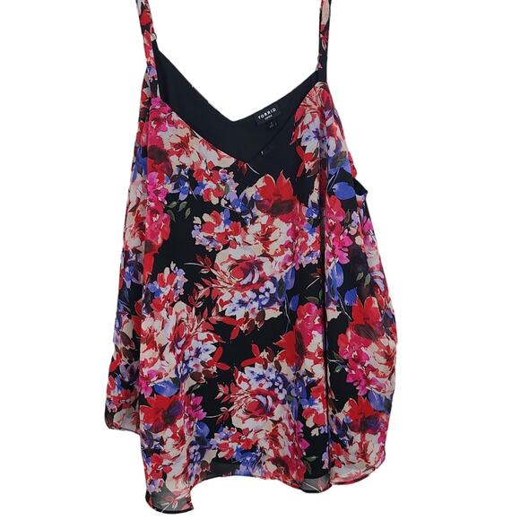 Torrid Sophie Spaghetti Strap Top Black Red Floral Chiffon Romantic Whimsy 2X - Picture 5 of 14